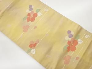 引箔花に葉模様織出し名古屋帯